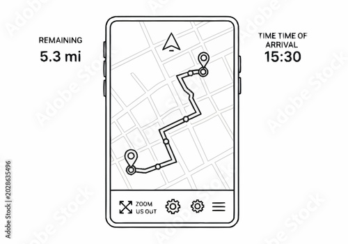 Valokuva Smartphone displaying a navigation map with a route and estimated arrival time