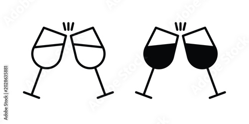Bild auf Leinwand Clinking glasses icon simple vector set