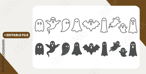 Photos Ghost spooky icon set