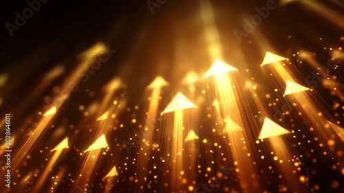 Glowing arrows ascend through golden light, representing growth, progress and success