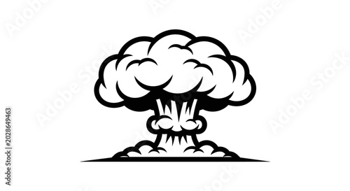 Obraz na płótnie A black and white illustration of a mushroom cloud.