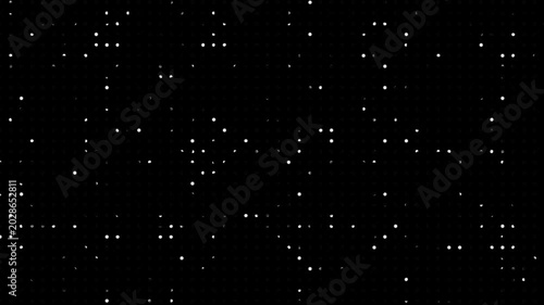 Animated abstract technology dark background random dots and grid 4K.Animated abstract technology random dots and grid 4K on black background. Abstract background digital dot loop black and white.