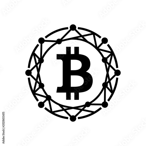 Title: Bitcoin Blockchain Network Icon Vector for Cryptocurrency and Digital Finance