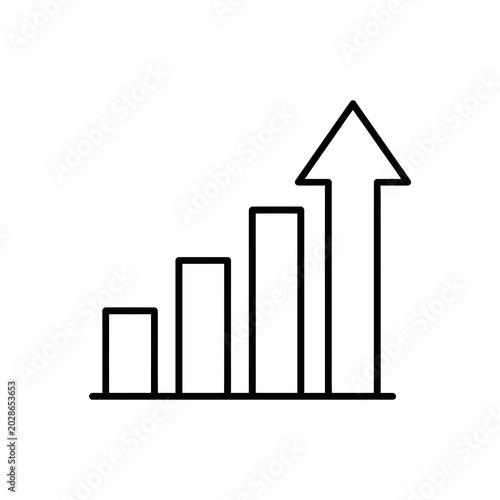 Minimal Business Growth Bar Chart with Upward Arrow Line Icon