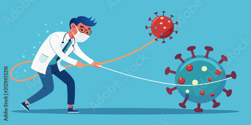 doctor pull the rope against Coronavirus Covid-19 vector illustration EPS10.vector
