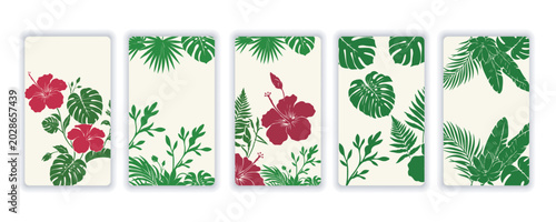 Minimal Tropical Floral Background Vector Collection Design