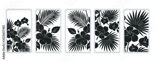 Luxury Black Floral Tropical Silhouette Vector Collection Design