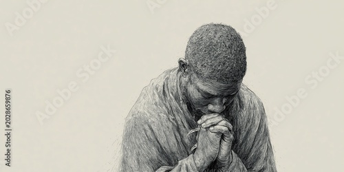 line drawing simple illustration of person praying - adult in prayer position