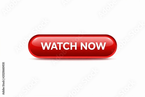 Red glossy pill-shaped button with white watch now text