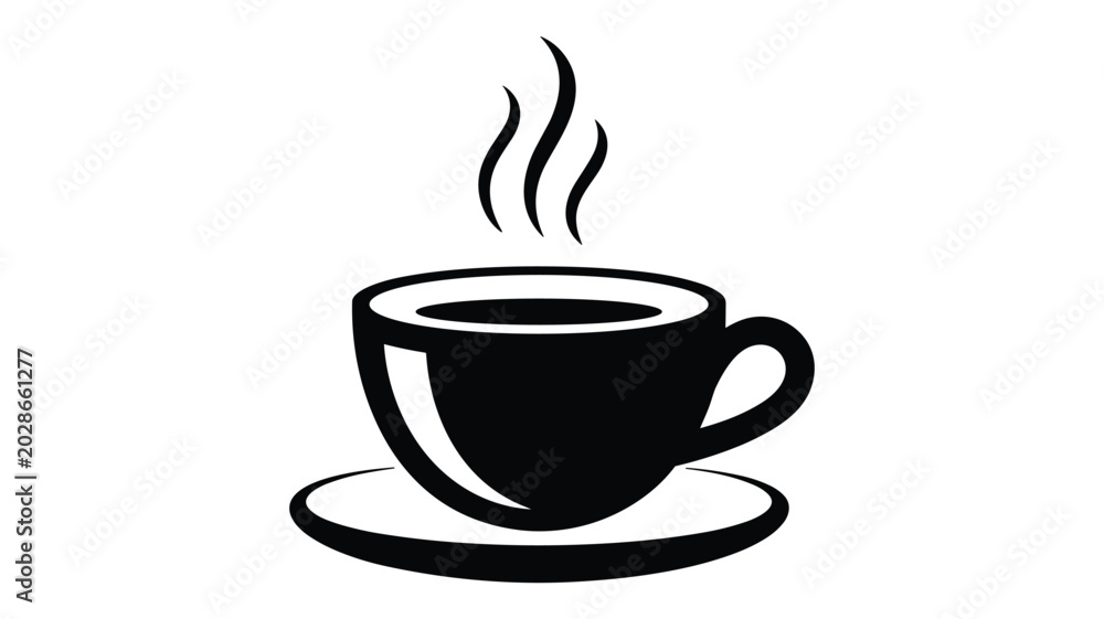 Fototapeta premium Black coffee cup with steam rising isolated on white background