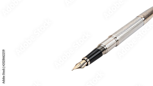 Fotografi A sleek elegant silver and black metallic fountain pen writing tool office suppl