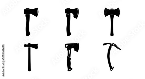 Photos Vector Axe Icons Set: Hatchet, Woodcutting Axe, Ice Axe, Tools Collection