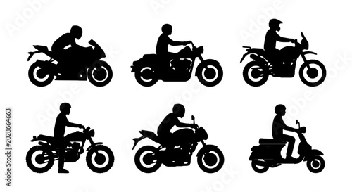 Photos Motorcycle Silhouettes Set: Rider Icons, Scooter, Sportbike, Cruiser Styles