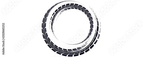 Cuadro en lienzo Black tire tracks isolated on white background