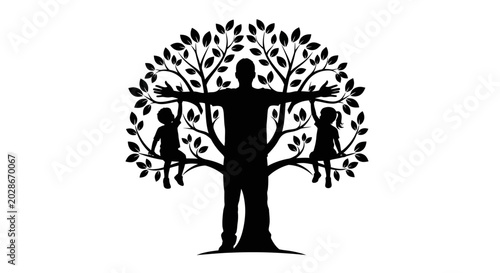 Obraz na płótnie Father's Day Family, tree, silhouette, black, icon, people, leafy, branches, fam