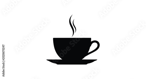 Fotografie Black coffee cup and saucer silhouette