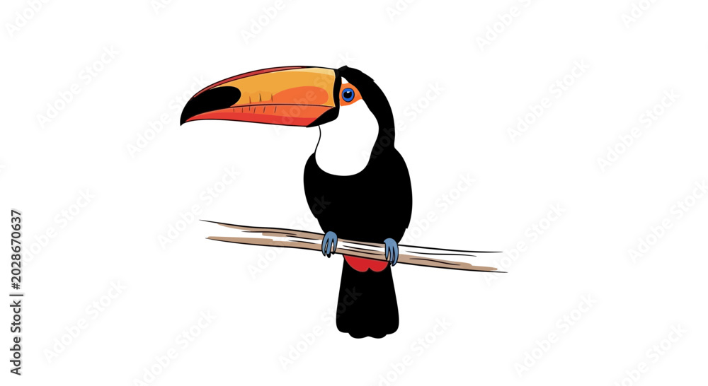 Fototapeta premium Colorful Toucan Bird Perched High.