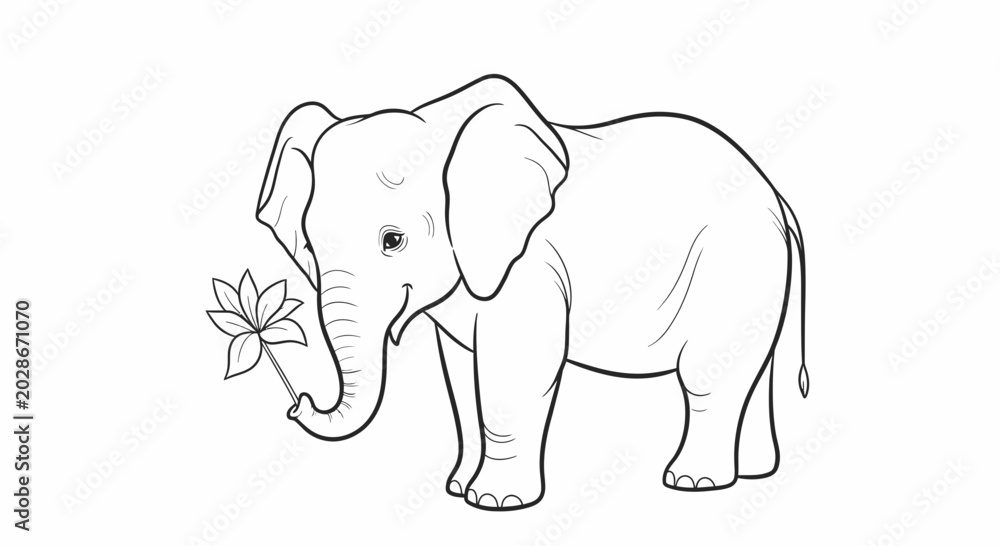 Fototapeta premium Elephant Holding a Flower.