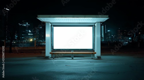 夜の街に設置されたデジタル看板の画面が激しく点滅する不穏なループ映像 generative ai