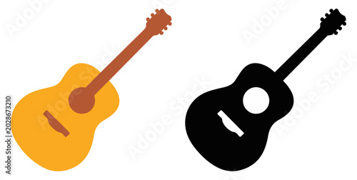 Foto acoustic guitar icon vector set
