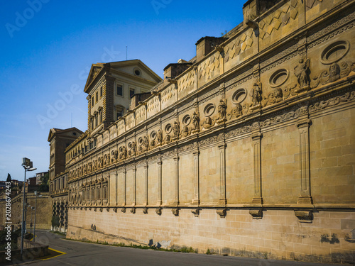 Manresa, Spain - October 1, 2025: Ornamental facade of the Sanctuary of the Cave of Saint Ignatius in Manresa, Catalonia, Spain. Historic Jesuit pilgrimage complex with richly decorated Renaissance 