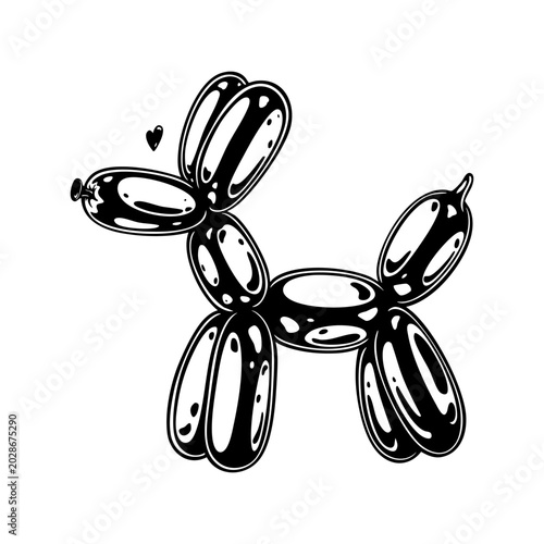 Glossy balloon dog with heart tattoo illustration