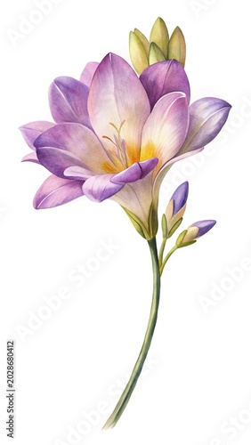 Beautiful purple and pink flower illustration - A delicate watercolor-style flower with soft purple and pink petals, perfect for nature or decorative designs.