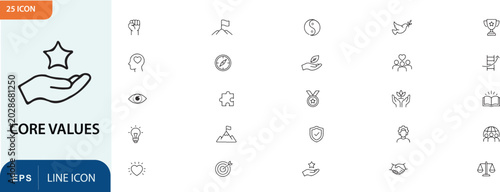 Tableau sur toile Core values icon set for business and ethics