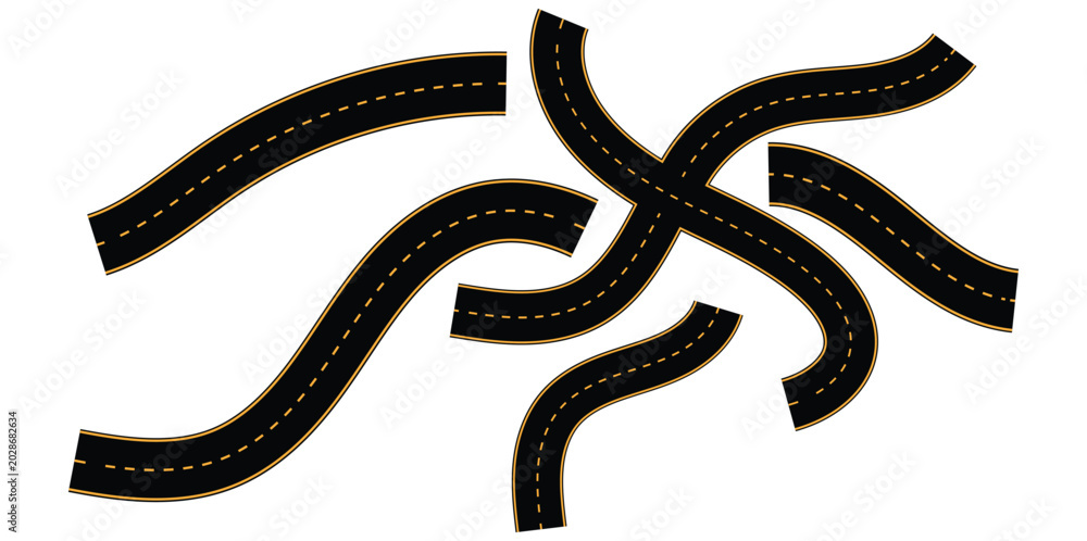 Fototapeta premium Highway Road Signs Pack Black Car Icons Transportation Symbol Collection Vector.