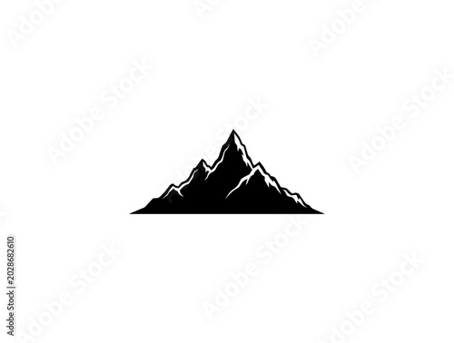 Mountain, silhouette, peak, landscape, icon, black, vector