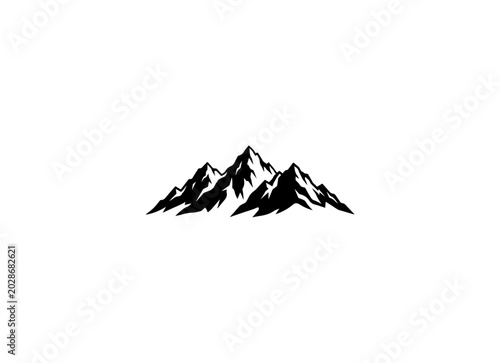 Mountain range, black silhouette, vector icon, landscape symbol, graphic design element