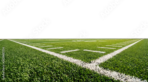  2026 football background field corner isolated on transparent background detailed turf and yard lines visible