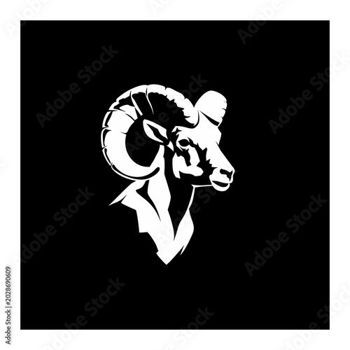 Tableau sur toile Stylized ram head emblem in clean vector art style against dark background