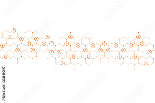 Abstract blue hexagon shape for frame illustration design on transparent backgroud