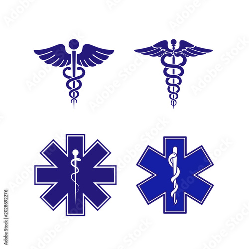 Medical Caduceus and Star of Life Icons, isolated on transparent background