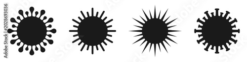 Εκτύπωση καμβά Virus silhouette vector sequence with evolving spiked circular forms in black ab