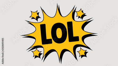 Konstfotografi Comic style speech bubble with the text lol in black lettering yellow burst and