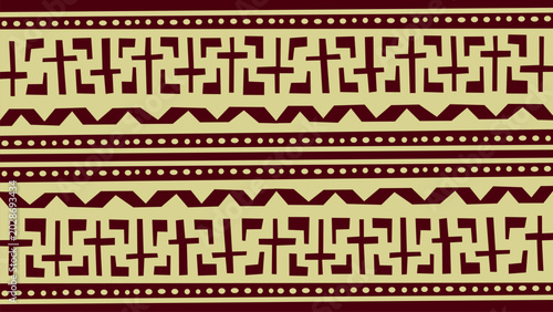 Obraz na płótnie brazilian indigenous body paint pattern, ancestral geometric tribal motifs, ethn