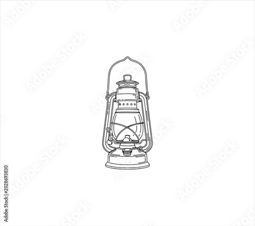 Vintage kerosene lantern with glass chimney and metal handle illustration