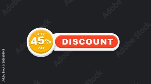 Animated 45% discount offer tag for sales promotion