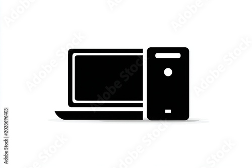 Computer desktop and laptop icons on white background