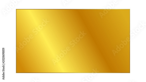 Foto Gold brushed metal panel with diagonal light reflection on white background