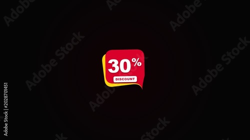 30 Percent Discount Badge Animation on Black Background