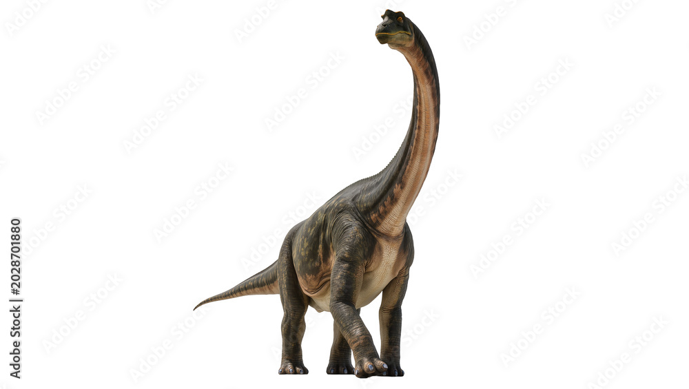 Obraz premium Large sauropod dinosaur with long neck, isolated on transparent background