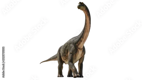 Fototapeta na wymiar Large sauropod dinosaur with long neck, isolated on transparent background