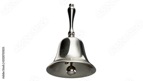Foto Polished silver hand bell with clapper, isolated on transparent background