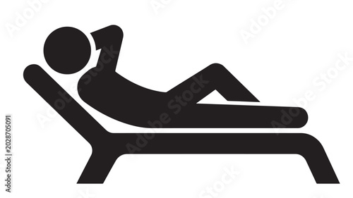 Tableau sur toile Person lying on lounger with head resting on a ball featuring relaxation, headre