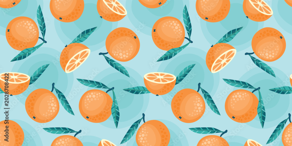 Obraz premium Vector seamless pattern with abstract oranges. Trendy hand drawn art textures. Modern abstract design for paper, cover, fabric, interior decor and other use