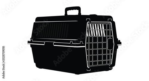 Photos Black pet carrier silhouette isolated on white background