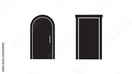Foto Door doorway silhouettes side by side icon set with arched and rectangular entra